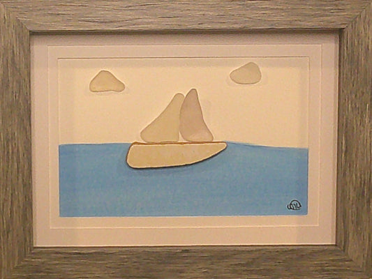 Sea Glass Picture - Sailboat 6 - 5x7