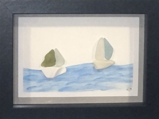 Sea Glass Picture - Sailboat 8 - 5x7