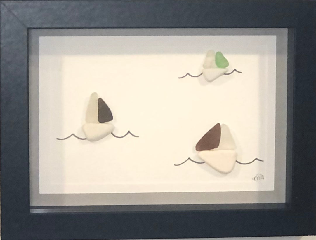 Sea Glass Picture - Sailboat 9 - 5x7