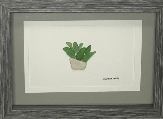 Sea Glass Picture - Succulent 1 - 5x7