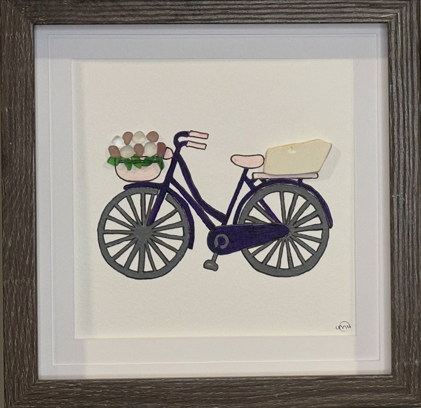 Sea Glass Picture - Bicycle (1) - 8x8