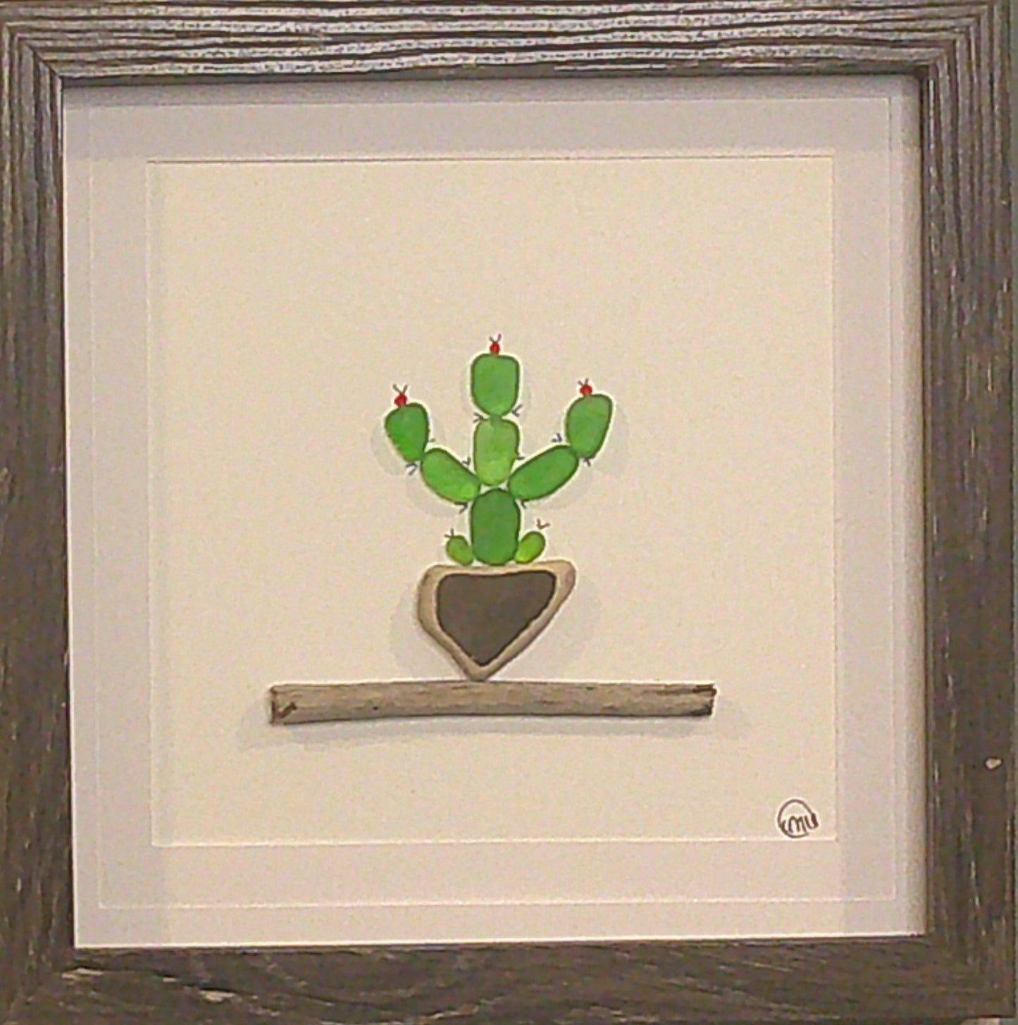 Sea Glass Picture - Cactus 2 - 8x8