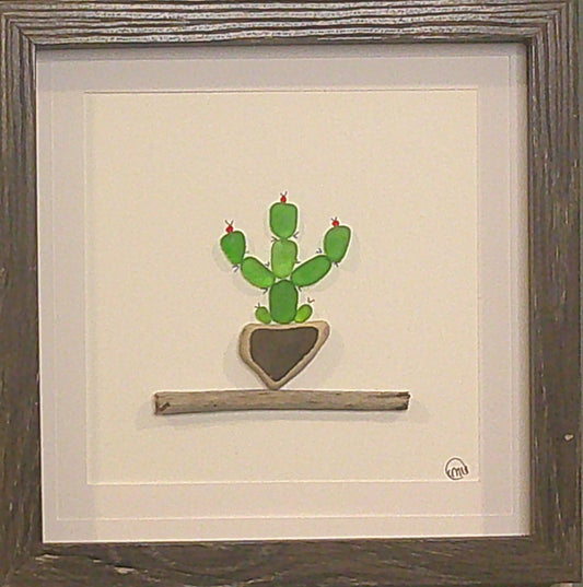 Sea Glass Picture - Cactus 2 - 8x8
