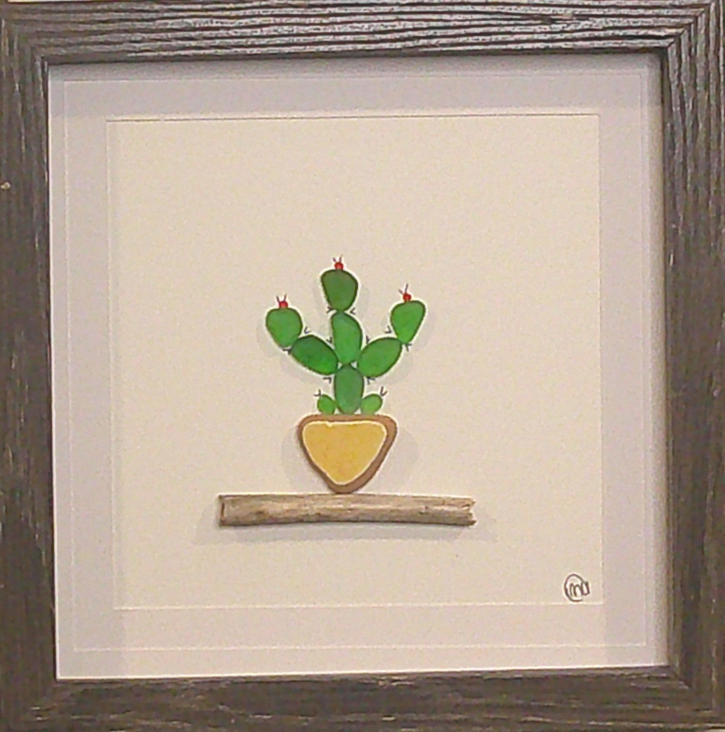 Sea Glass Picture - Cactus 4 - 8x8