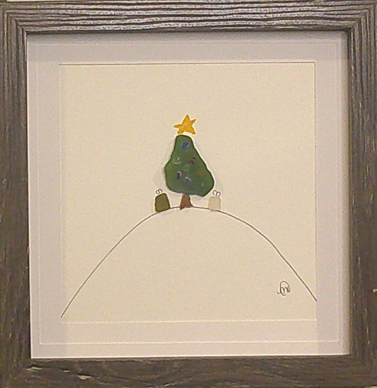 Sea Glass Picture - Christmas Tree 1 - 8x8