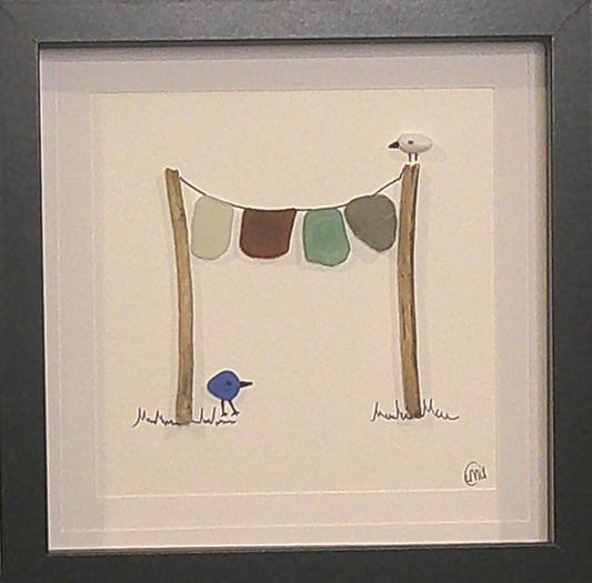 Sea Glass Picture - Clothes Line 1 - 8x8
