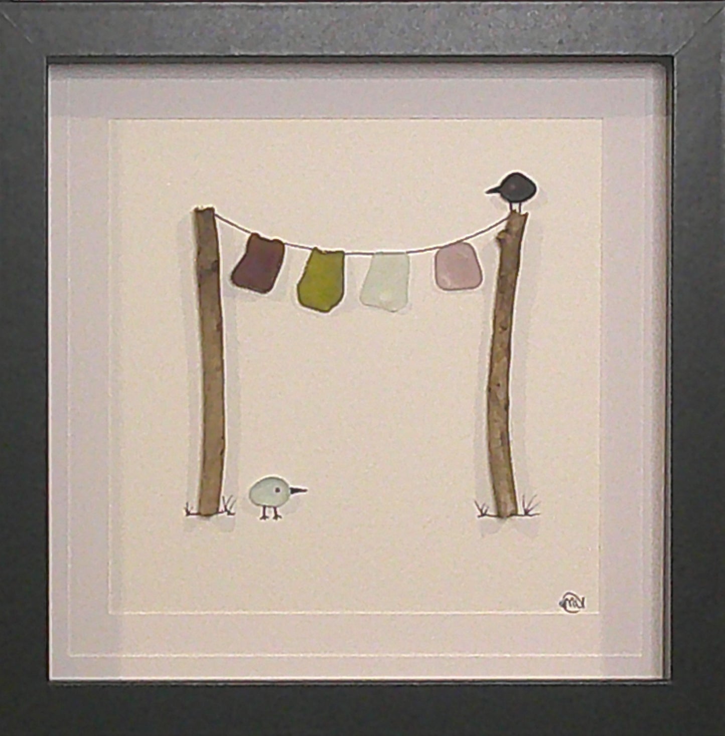 Sea Glass Picture - Clothes Line 3 - 8x8