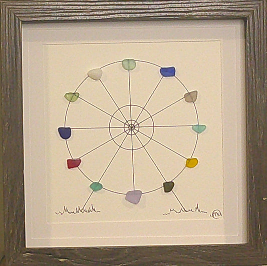 Sea Glass Picture - Ferris Wheel 1 - 8x8 RARE Colours