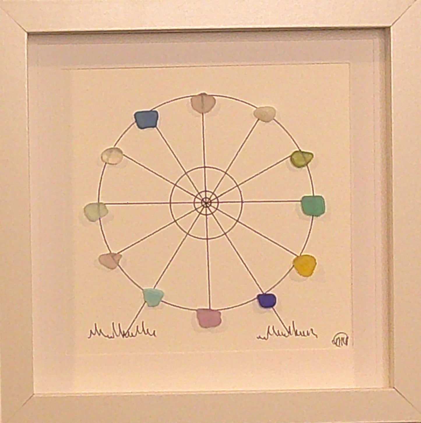 Sea Glass Picture - Ferris Wheel 2 - 8x8 RARE Colours