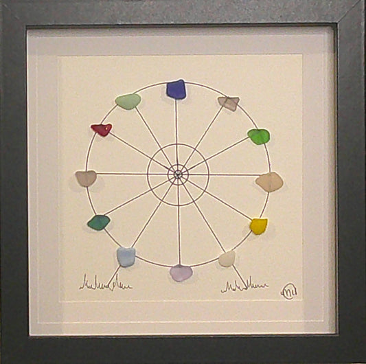 Sea Glass Picture - Ferris Wheel 3 - 8x8 RARE Colours
