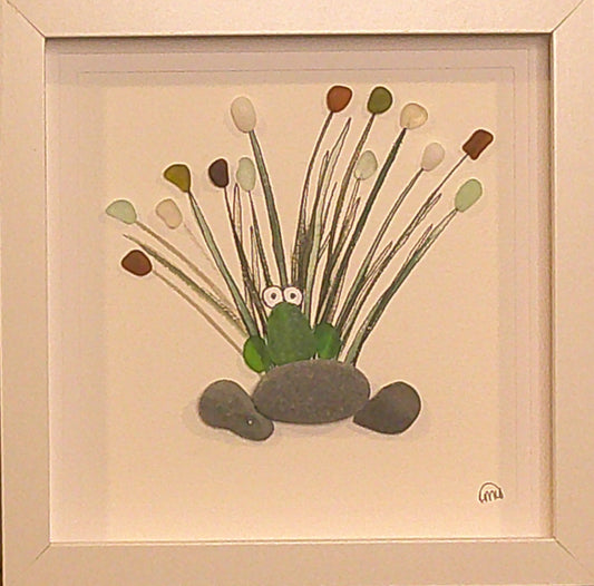 Sea Glass Picture - Frog 1 - 8x8
