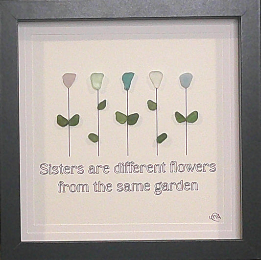 Sea Glass Picture - Sisters 4 - 8x8