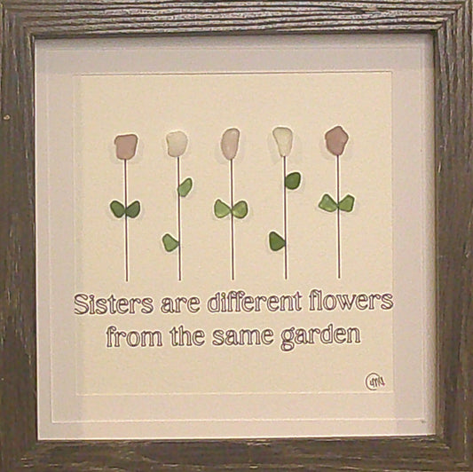 Sea Glass Picture - Sisters 5 - 8x8