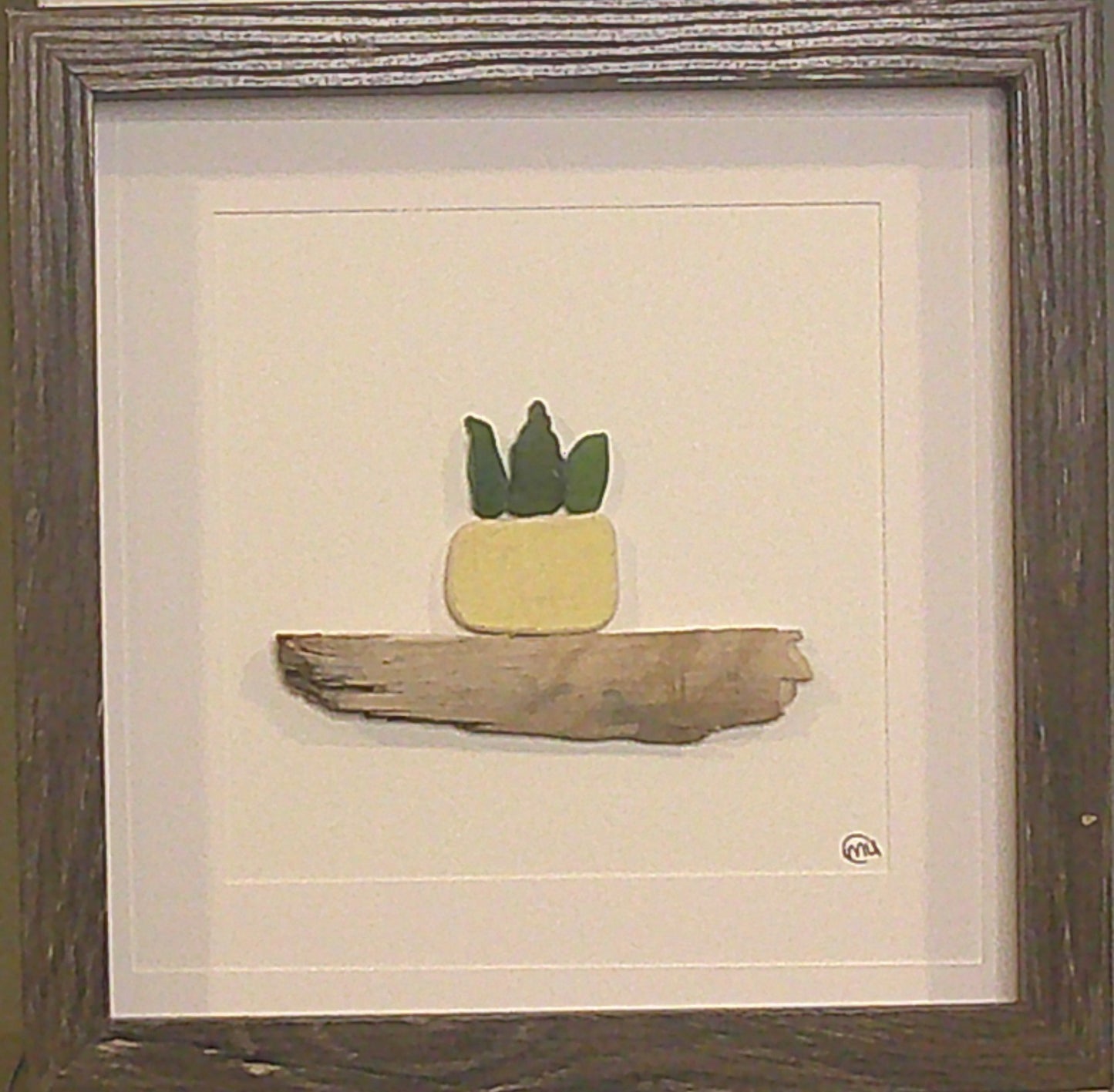 Sea Glass Picture - Succulent - 8x8