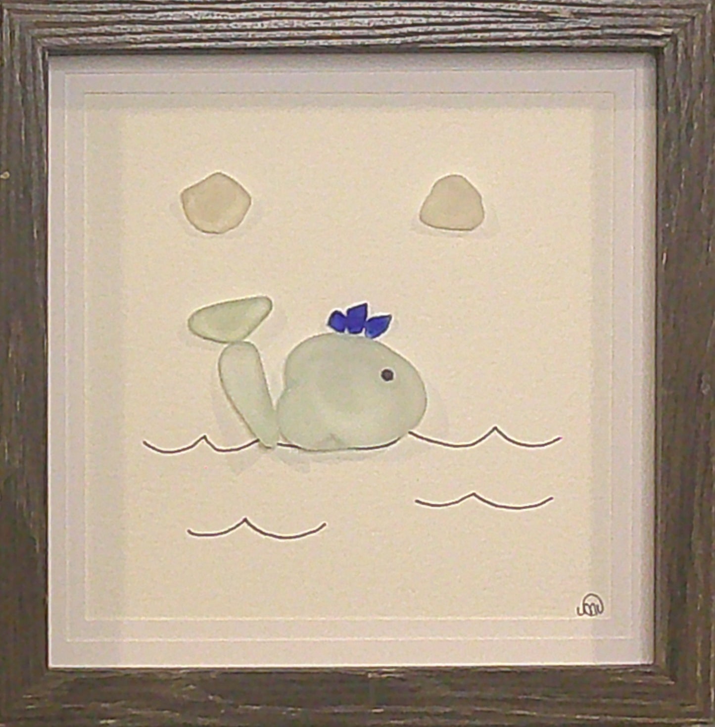 Sea Glass Picture - Whale 3 - 8x8