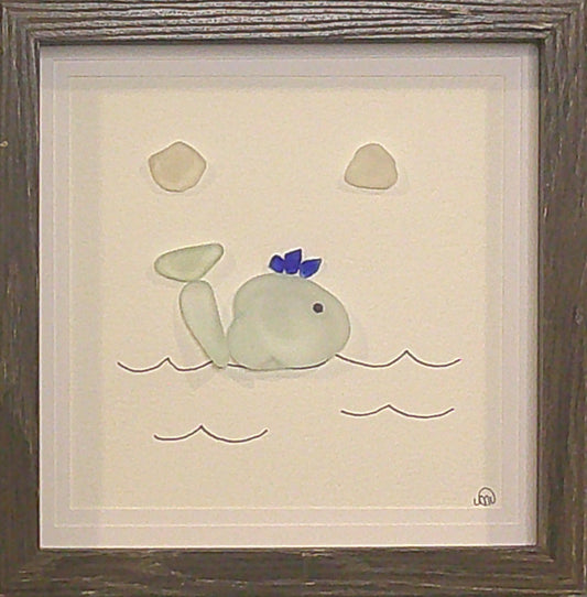 Sea Glass Picture - Whale 3 - 8x8