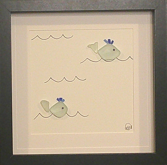 Sea Glass Picture - Whale 1 - 8x8