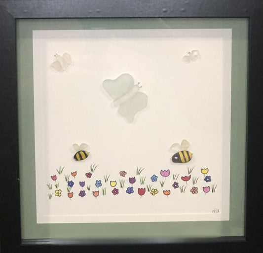 Sea Glass Picture - Butterfly (1) - 8x8