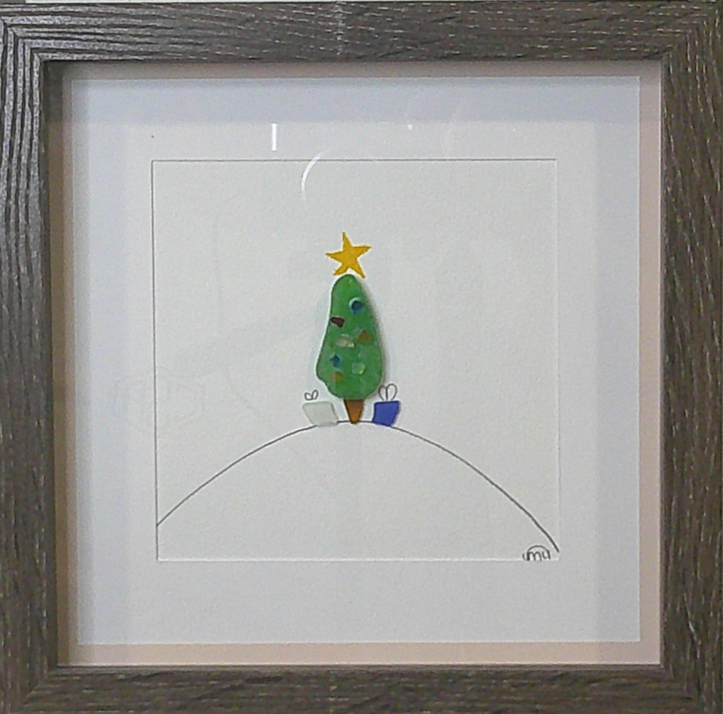 Sea Glass Picture - Christmas Tree (2) - 8x8