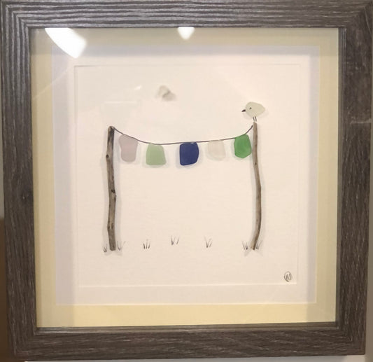 Sea Glass Picture - Clothes Line (1) - 8x8