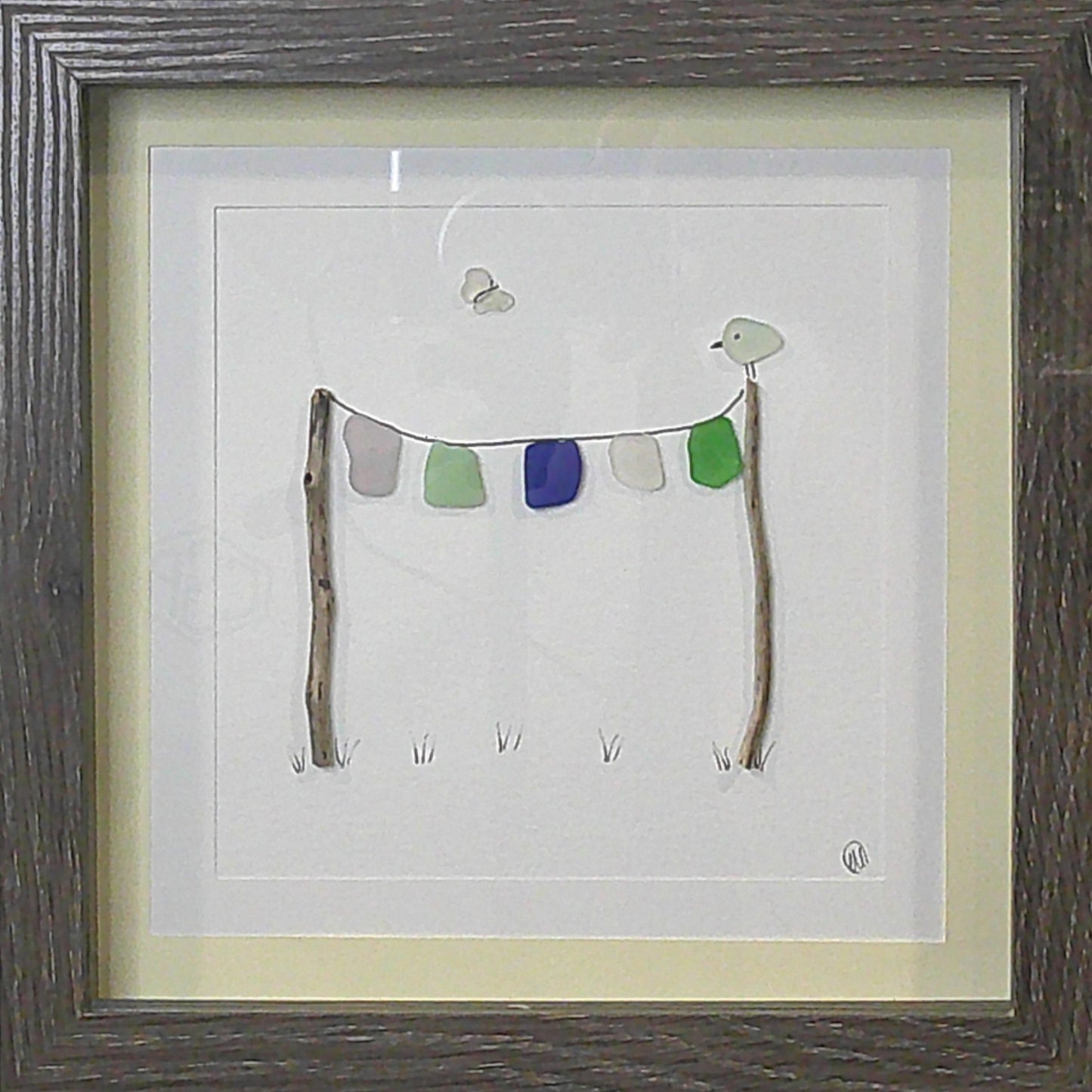 Sea Glass Picture - Clothes Line (1) - 8x8