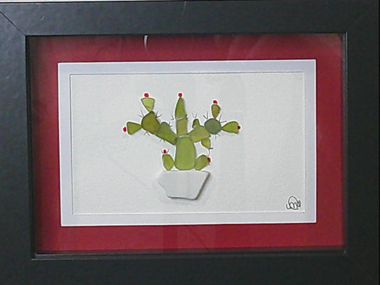 Sea Glass Picture - Christmas Cactus #3 - 5x7