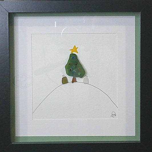 Sea Glass Picture - Christmas Tree (3) - 8x8