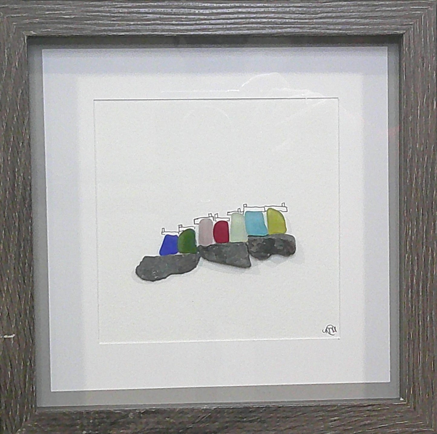 Sea Glass Picture - Houses (3) - 8x8