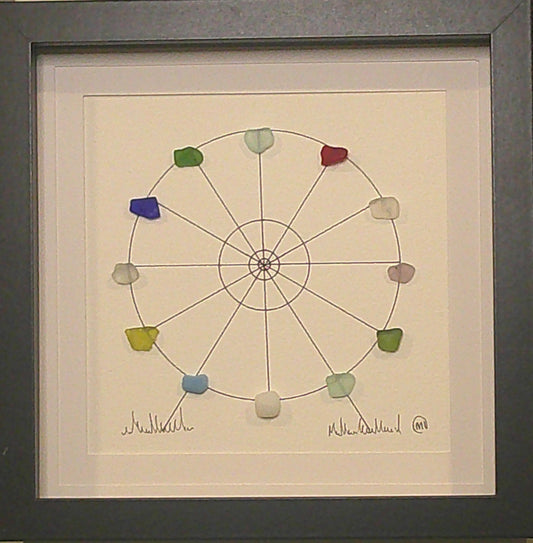 Sea Glass Picture - Ferris Wheel 6 - 8x8 RARE Colours