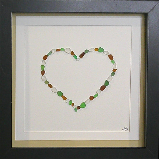 ***NEW-Sea Glass Picture - Heart (2)- 8x8