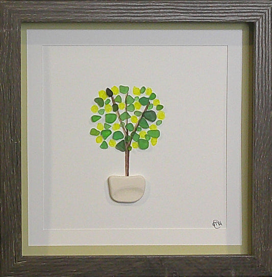 ***NEW-Sea Glass Picture - Lemon Tree - 8x8