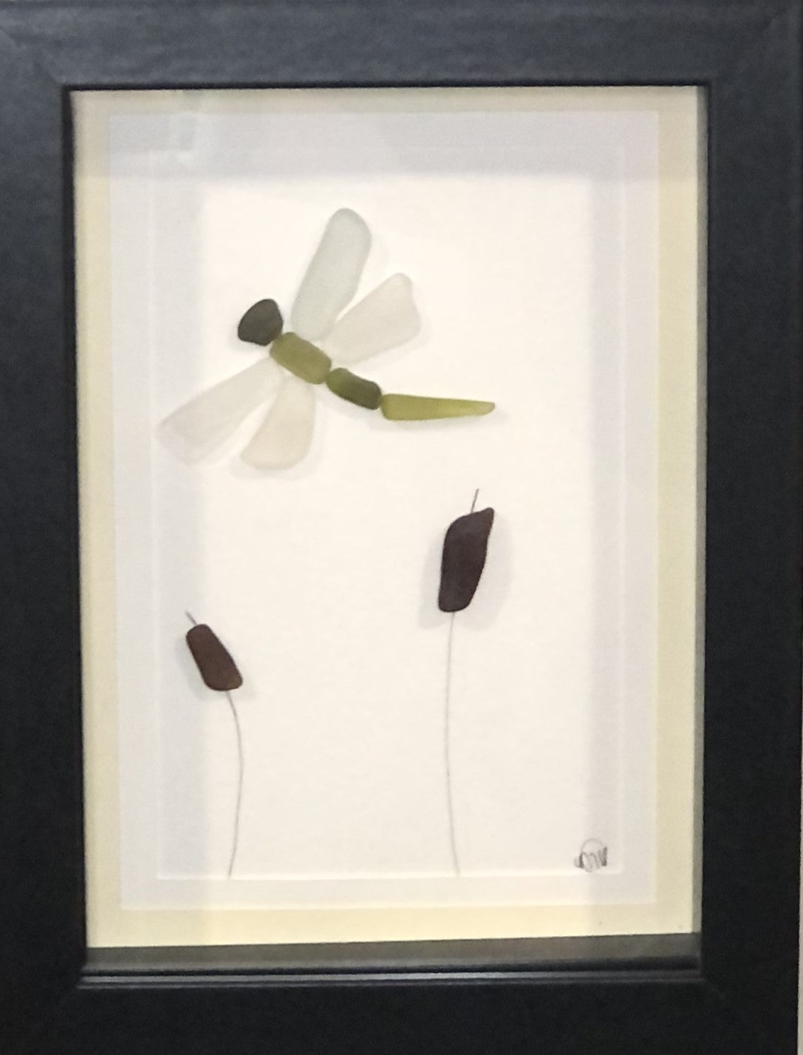 Sea Glass Picture - Dragon  Fly (2) - 5x7