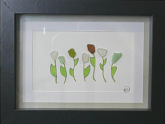 Sea Glass Picture - Flower Garden (12) - 5x7