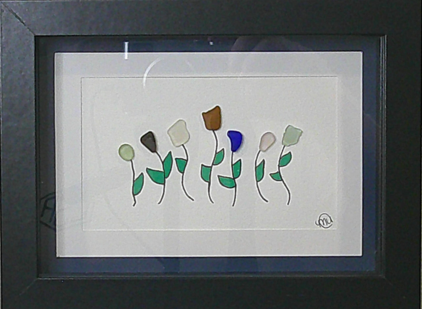 Sea Glass Picture - Flower Garden (20) - 5x7