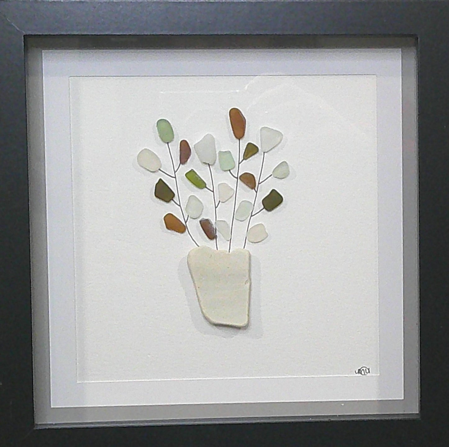 Sea glass picture - flower pots (20) - 8x8