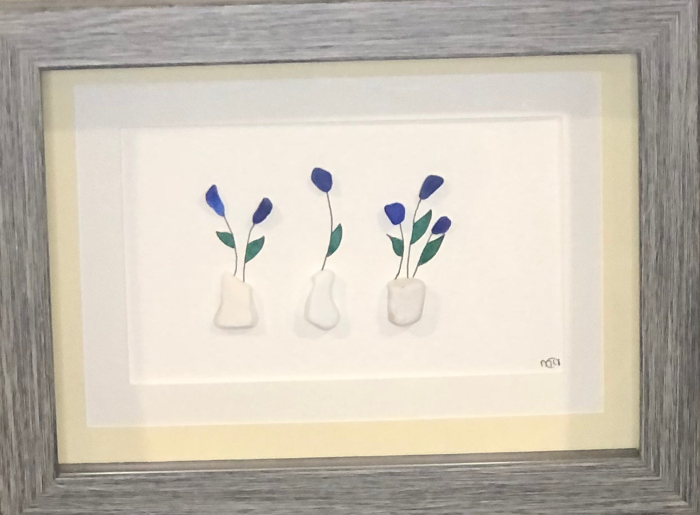 Sea Glass Picture - Flower Vase (2) - 5x7