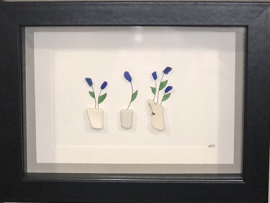 Sea Glass Picture - Flower Vase (4) - 5x7