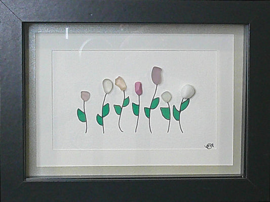 Sea Glass Picture - Flower Garden (13) - 5x7