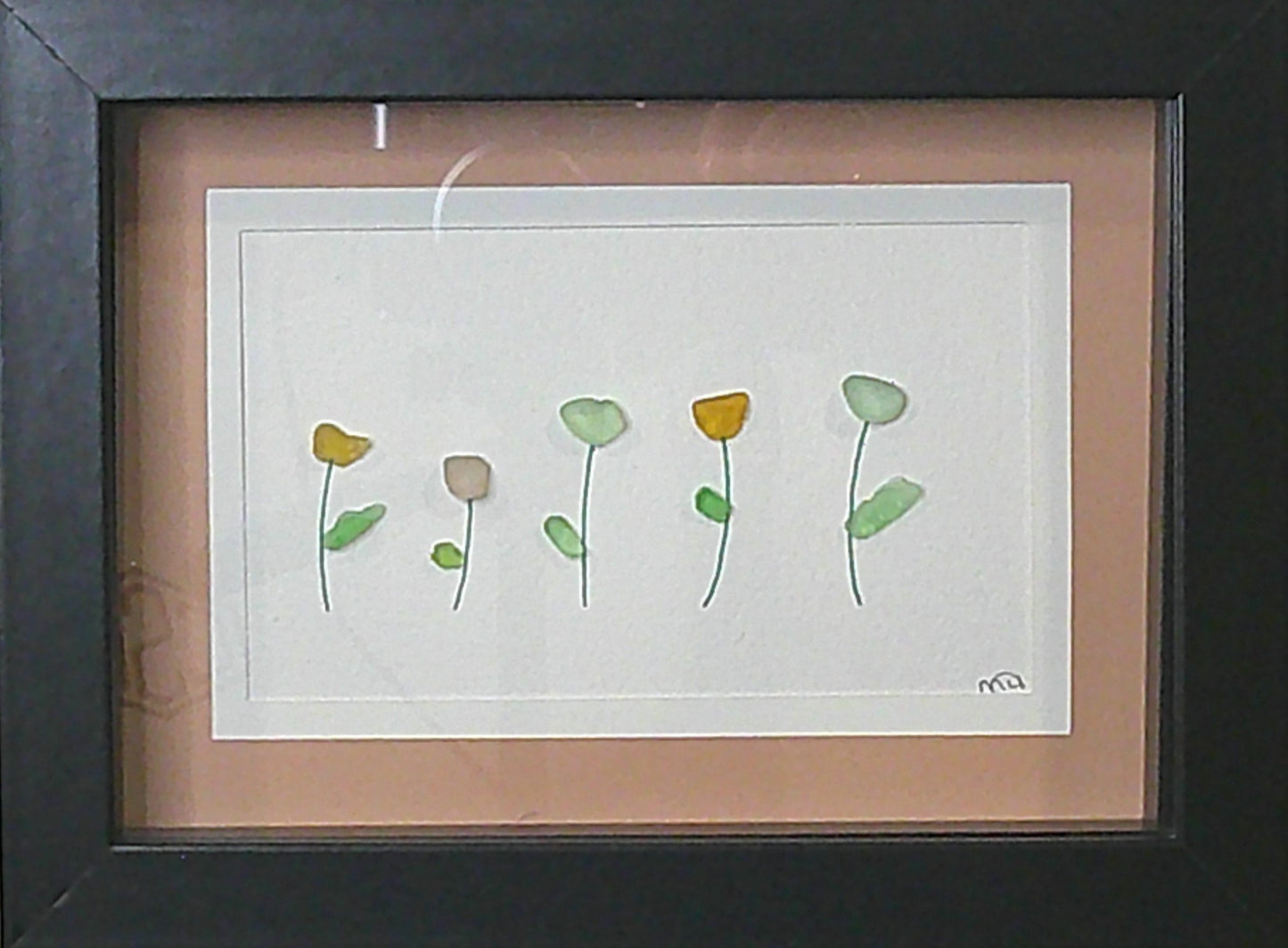 Sea Glass Picture - Flower Garden (8) - 5x7