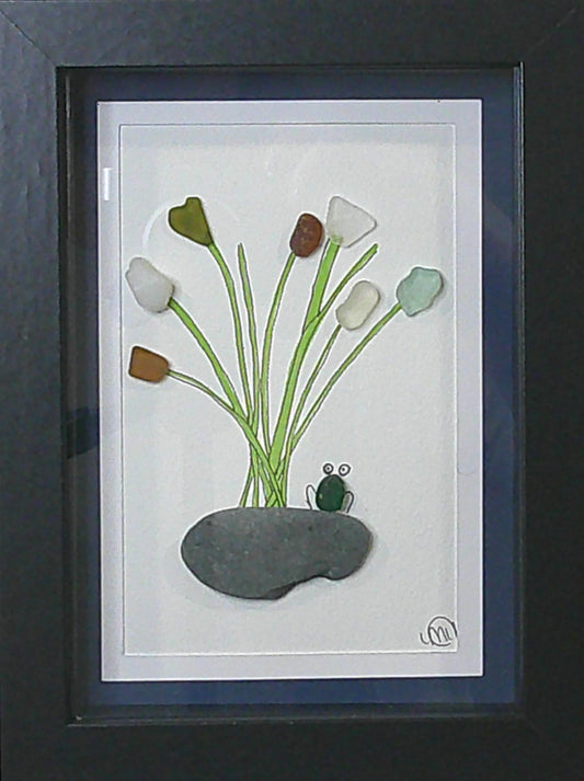 Sea Glass Picture - Frog 1 - 5x7