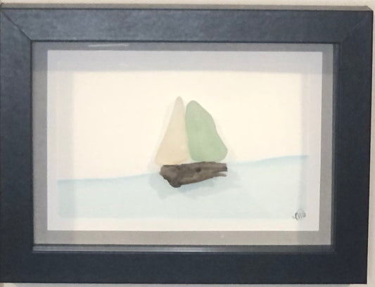 Sea glass picture - sailboats (7) - 5x7