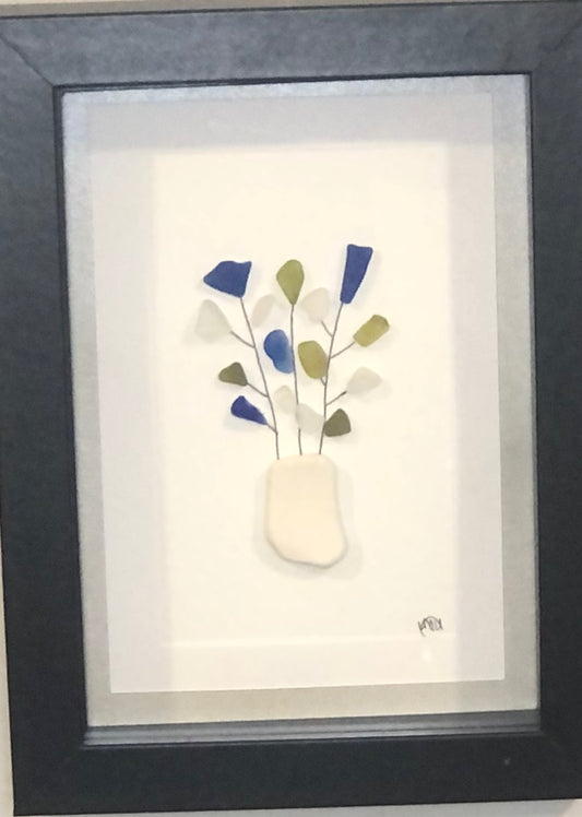 Sea glass picture - flower vases (6) - 5x7