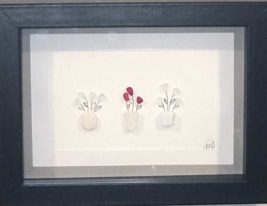 ****Christmas Collection - Sea glass picture - flower vases (8) - 5x7