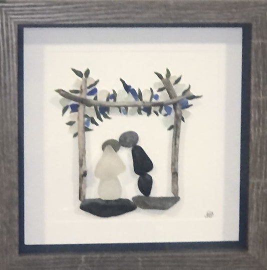 Sea Glass Picture - Wedding 2 - 8x8 - CUSTOM COLOURS AVAILABLE