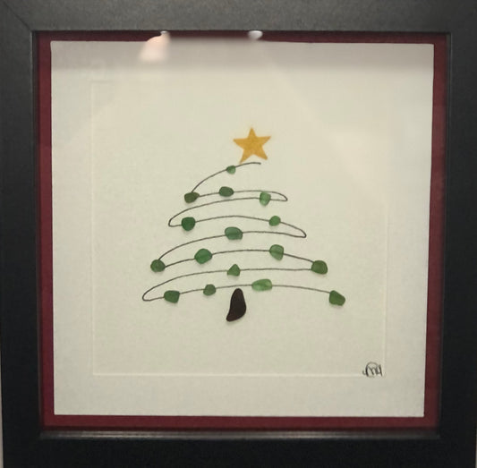 ****Christmas Collection - Sea Glass Picture - Whimsy Tree #1 - 8x8