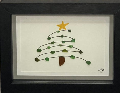 ****Christmas Collection - Sea Glass Picture - Whimsy Tree #3 - 5x7