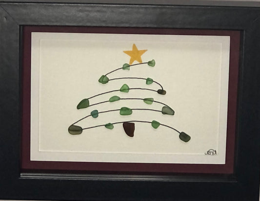 ****Christmas Collection - Sea Glass Picture - Whimsy Tree #2 - 5x7