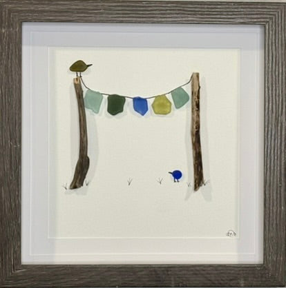 Sea Glass Picture - Clothes Line (3) - 8x8
