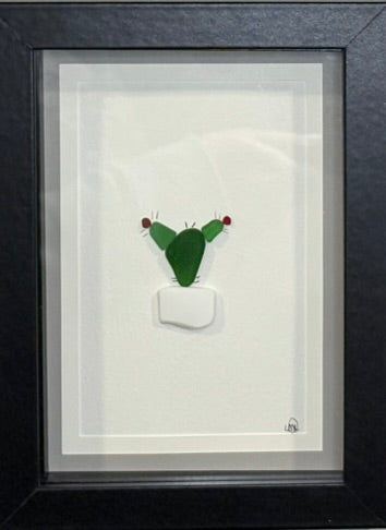 Sea Glass Picture - Cactus (1) - 5x7