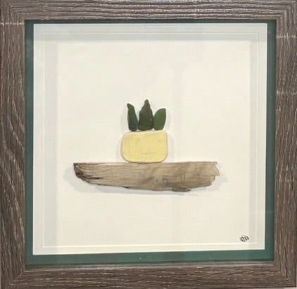 Sea Glass Picture - Aloe Vera (1) - 8x8